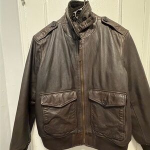 Banana Republic Factory Brown Leather Bomber Jacket